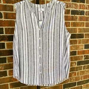 Kim Rogers Black and White Striped Button Down Shirt